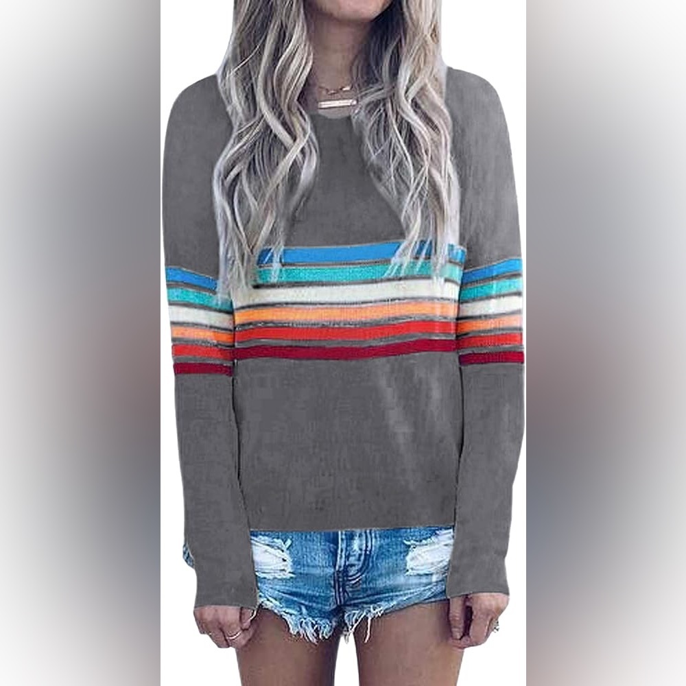 Cute Rainbow Stripe Cozy Sweatshirt